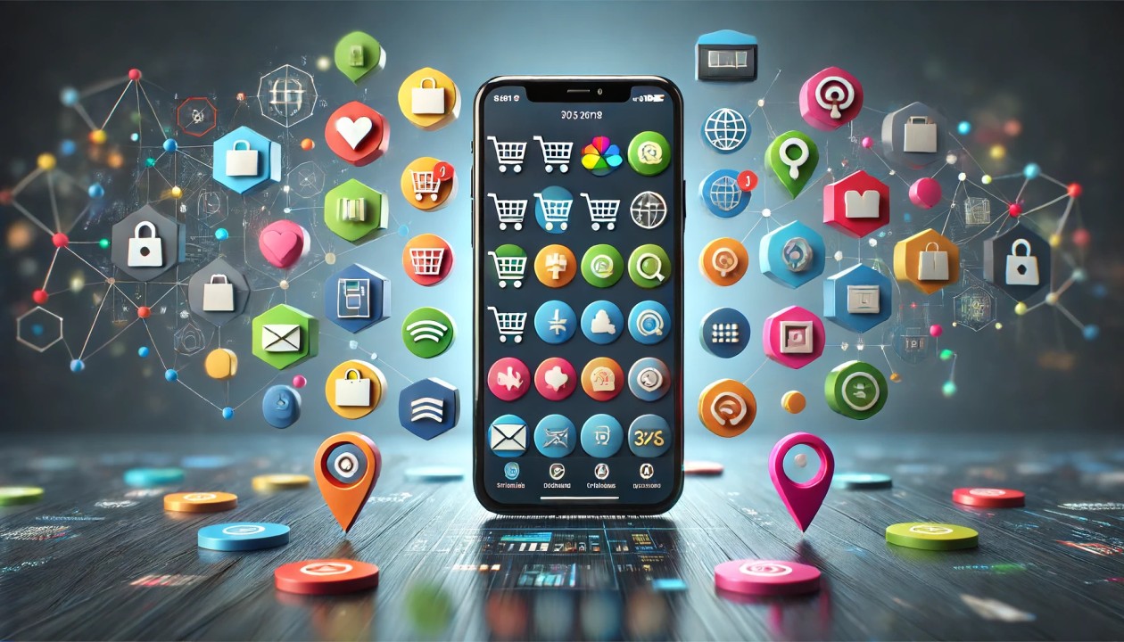 Mobile application interface surrounded by connected product functions