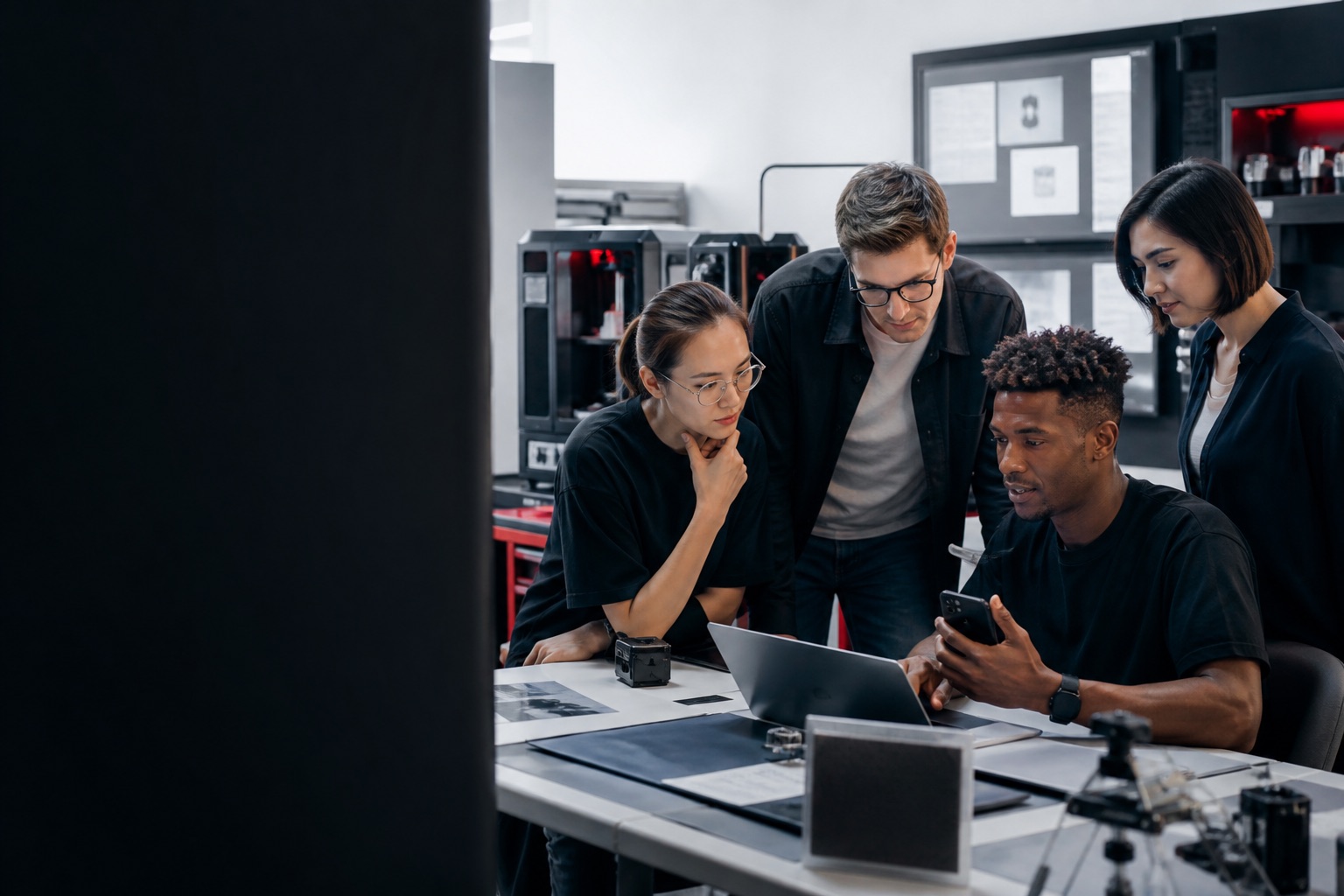 Product team and technology creator testing a software workflow