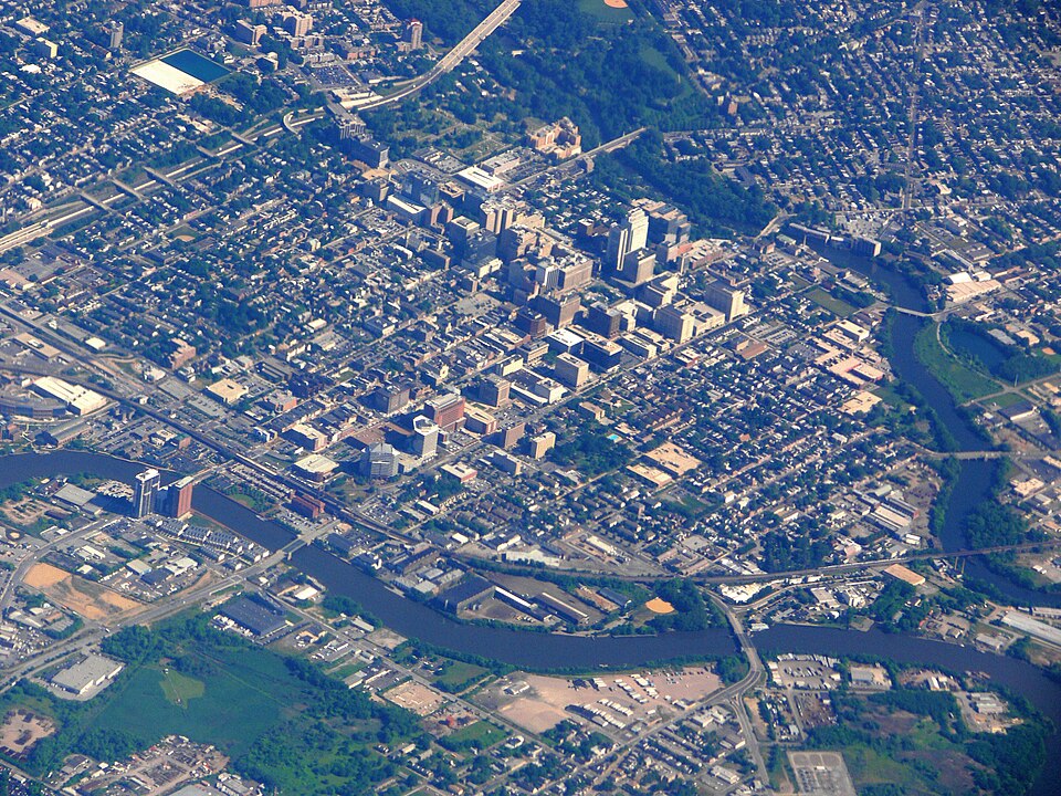 Aerial view of Wilmington, Delaware and the Christina River